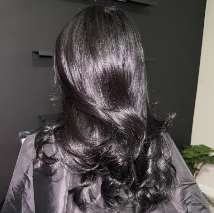 Glossy luxury K-tip extensions install by Opulence
